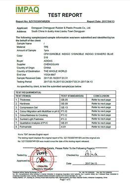 Relatório de teste de Adidas para tapete de yoga
