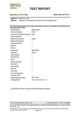 Relatório de teste FDA
