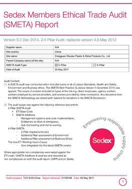 Relatório de inspeção de fábrica de SEDEX
