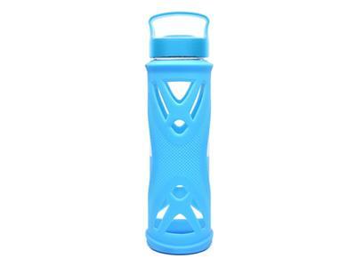 Garrafa de vidro esportiva com pega na tampa